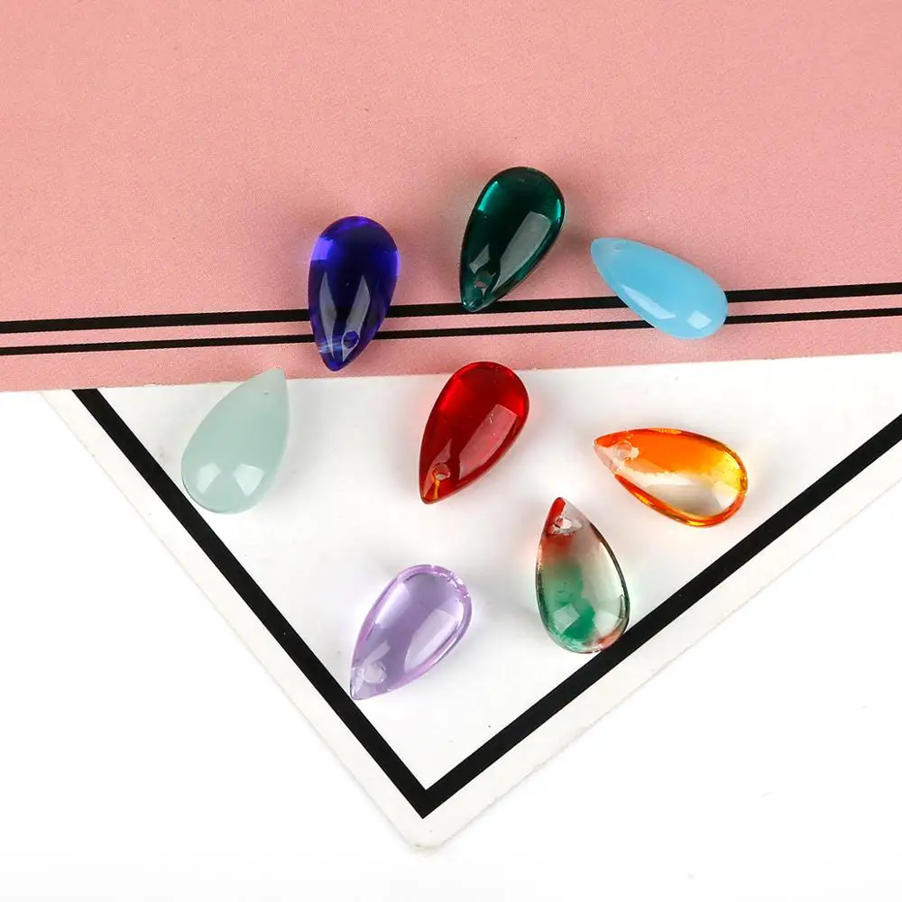 Lampwork Glass Czech Bead Water Drop Oval Gradient Color Beads For Jewelry Making Woman DIY Necklace Findings 14x8mm 5pcs