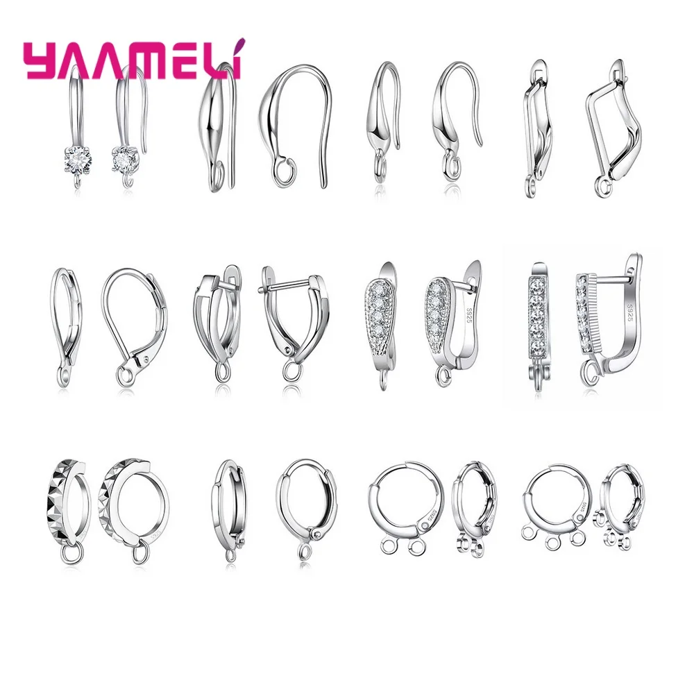 

925 Sterling Silver Circle Round Hoop Earrings Hooks Earring Findings For DIY Jewelry Making Accessories Supplies Wholesale