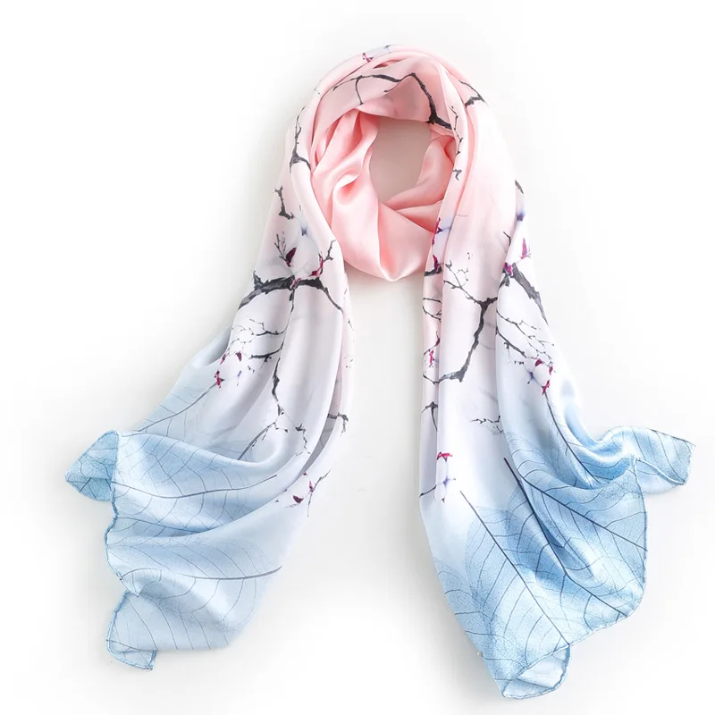 Suya Dream Woman Silk Long Scarf 100%Real Silk 180cm x 53cm Printed Scarves Chic style Decorate Spring Autumn Shawl