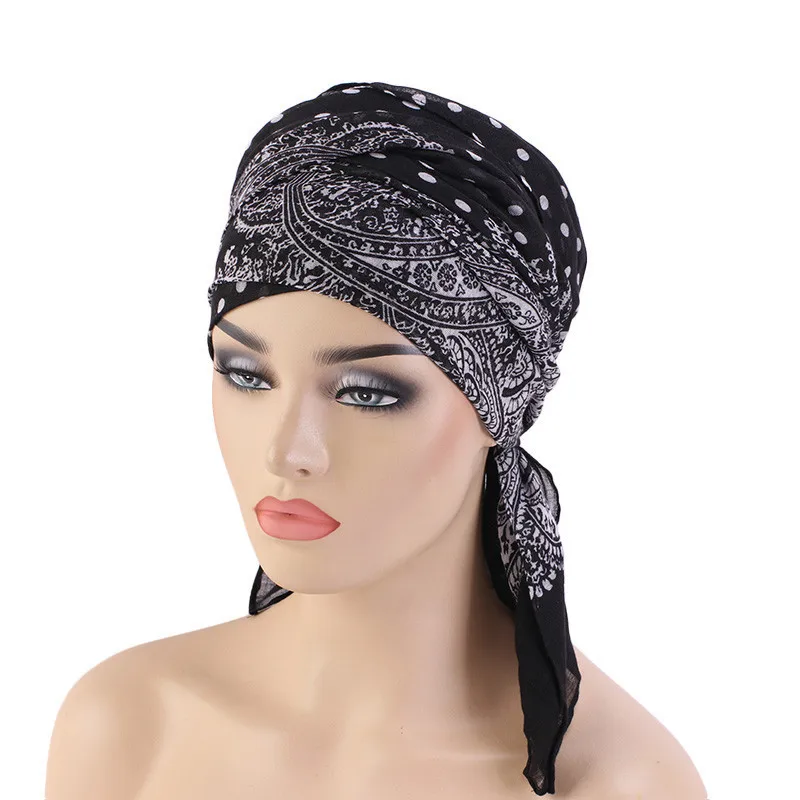 Pañuelo de gasa estampado para mujer, bandana de estilo Bohimina, Hijab islámico, multifunción, musulmán, turbante para el cabello