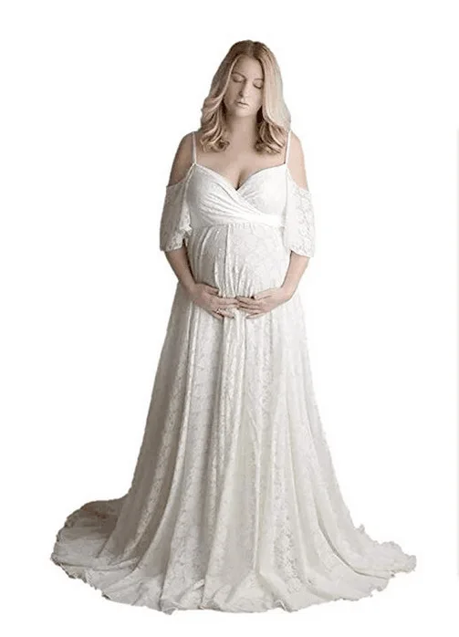 Elegant Lace Maternity Dress Photography Photo Session Props Dresses for Pregnant Women Clothes Pregnancy Dress for Photo Shoot