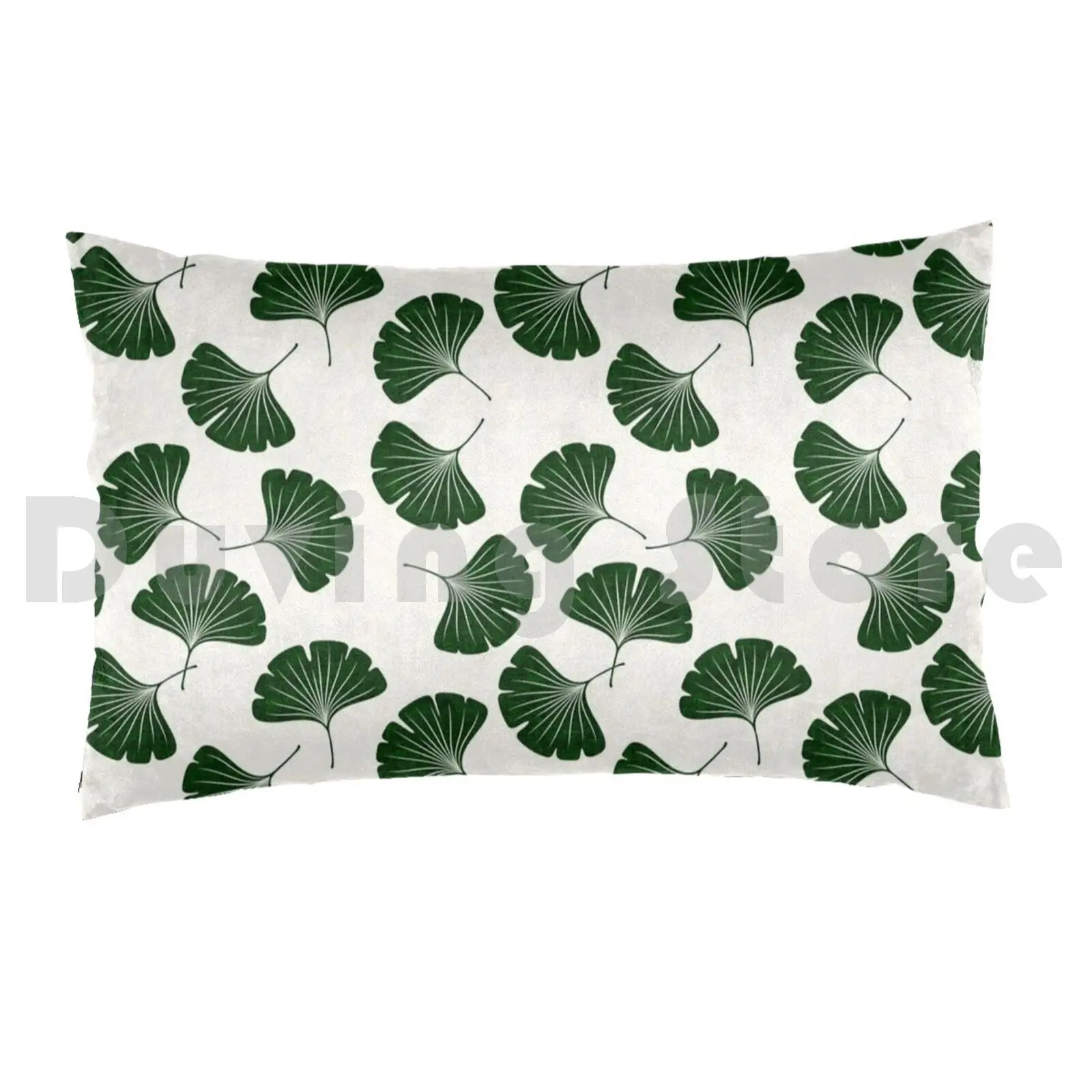 Ginkgo Biloba-Gingko Leaves-Green / Cream Pillow Case Printed 35x50 Ginkgo Biloba Ginkgo Gingko