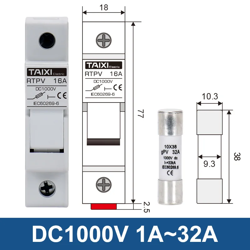 Solarny PV uchwyt bezpiecznika solarny PV DC izolator MCB 1000V 1P 10A 15A 1500V fotowoltaiczne przełącznik 2A 10A 63A 40A 32A przerywacz