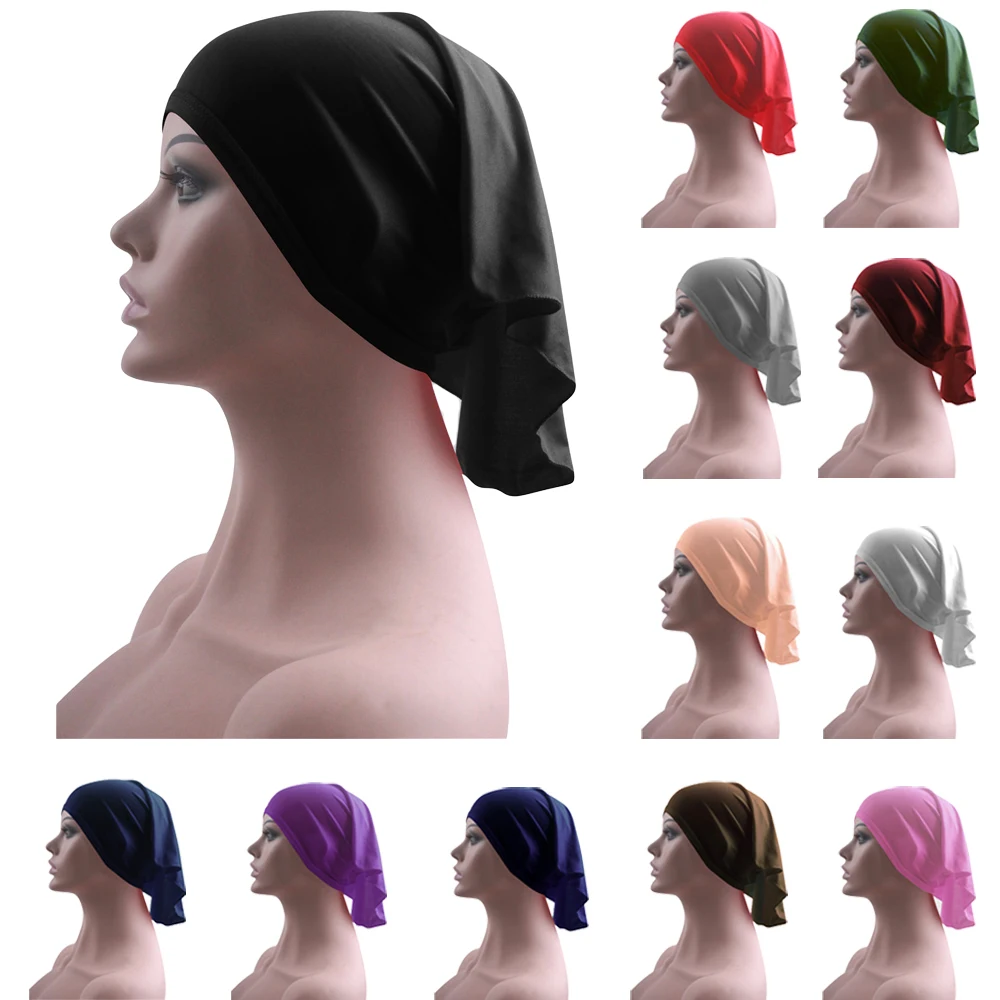 

Undersarf Muslim Women Hijab Tube Inner Cap Scarf Stretch Cotton Turban Islamic Headwear Headscarf Wrap Bonnet Niqab Hat Arab