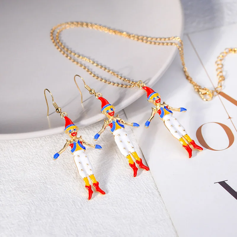 Korean Style Funny Cartoon Acrobatics Clown Earrings Women Girls Childish Funny Drop Earrings