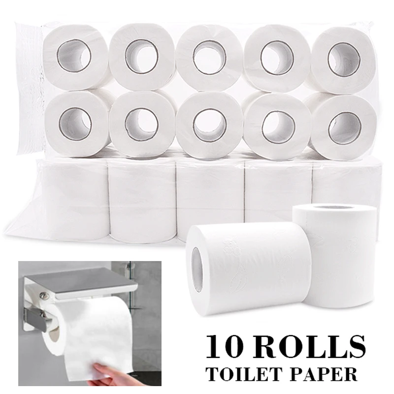 New 10 Rolls Toilet Paper Bulk Bath Tissue Bathroom White Soft 4 Ply 80g/Roll