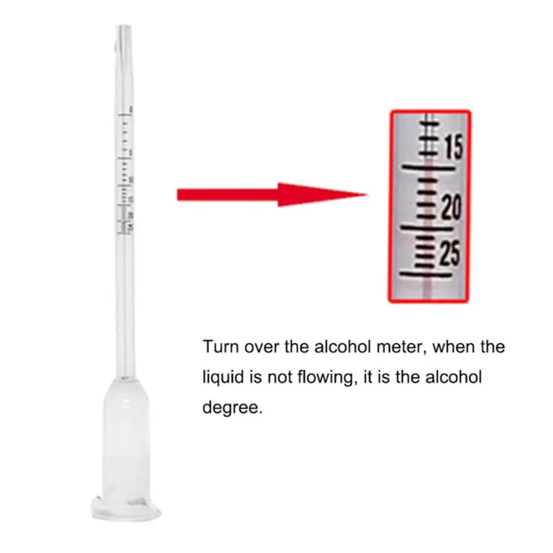 Glass Alcohol Tester Alcohol Thermometer Wine Meter 0-25 Degrees Glass Rod Measurement Tools Glass Material for Red Wine M4YD