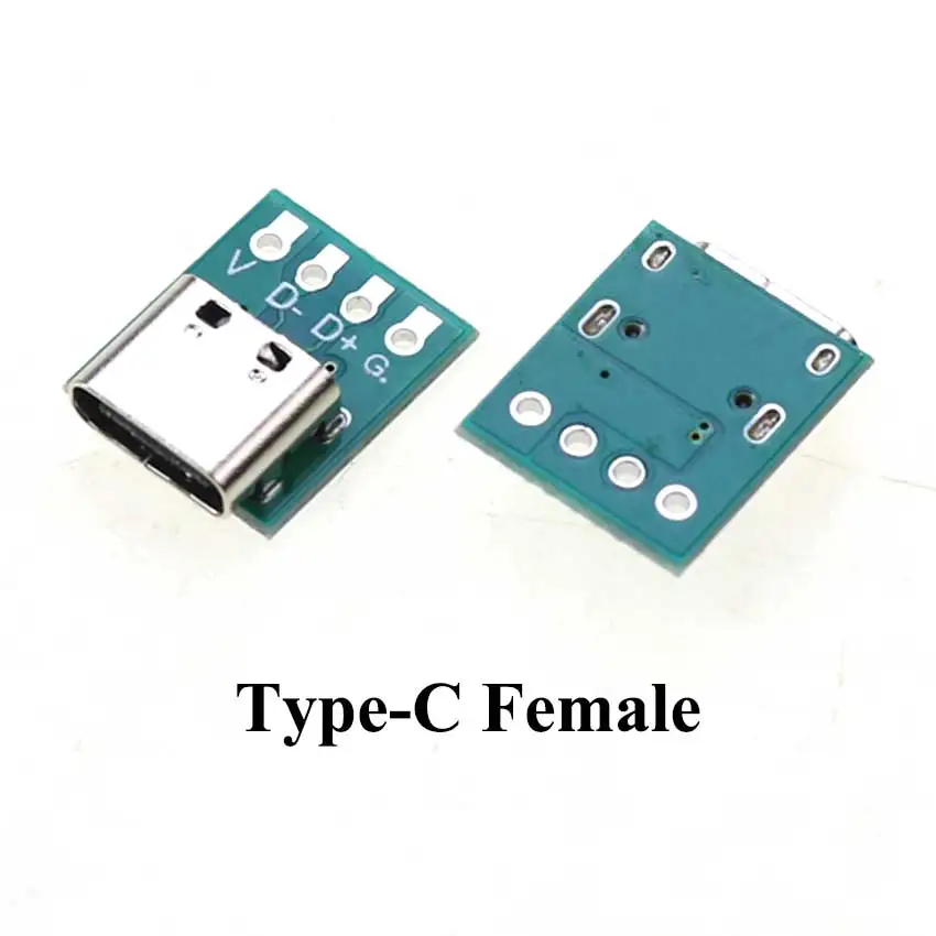 1Pcs USB 3.1 Type C Connector 90/180 Degree Vertical Test PCB Board Adapter Male Female Socket For Data Line Wire Cable Transfe