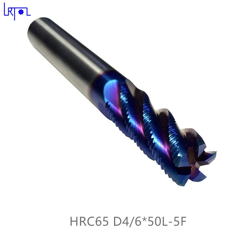 

5PCS HRC65 D4 6*50MM 5Flutes tungsten solide Roughing End Mills Spiral Bit Milling Tools Carbide CNC Router bits