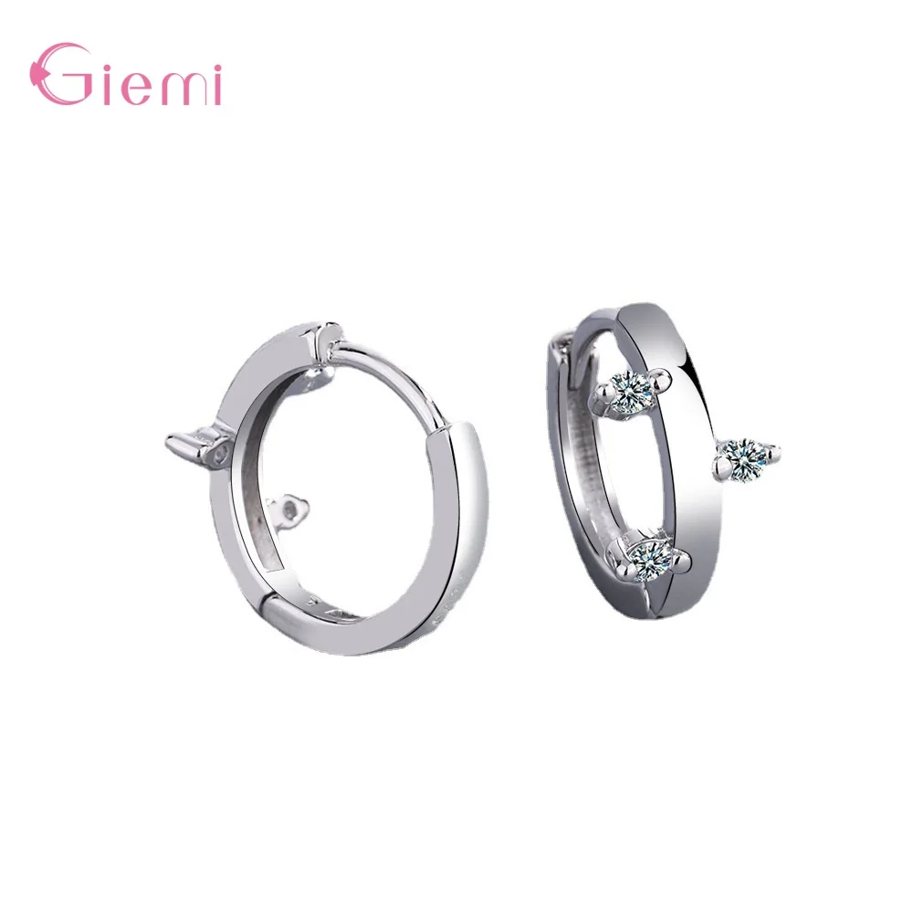 Branch Buds Ear Buckle Pure 925 Sterling Silver  Vintage Shiny Crystal Hoop Earrings For Women & Girls Fine Jewelry Gifts