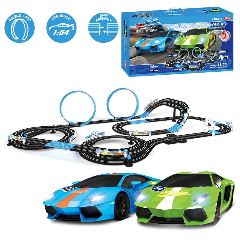 Electric Double Remote Control Car Racing Track Toy Autorama Professional Circuit Voiture Electric Railway Slot Race Car Kid Toy