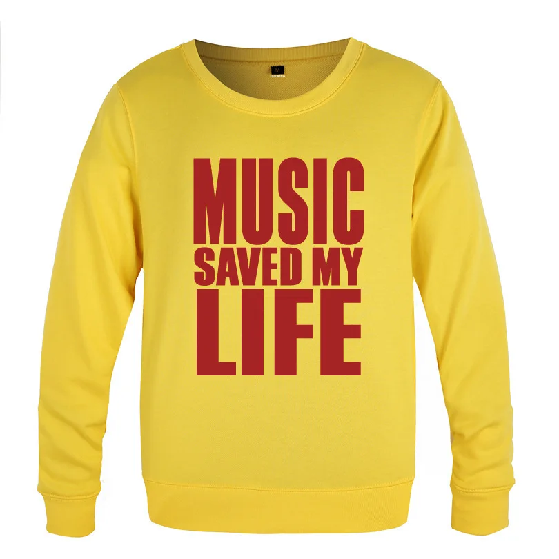 MUSIC SAVED MY LIFE Rock Sweatshirt Men Spring Autumn Long Sleeve O-Neck Pullover Casual Man Hip Hop Streetwear Fitness Hoody