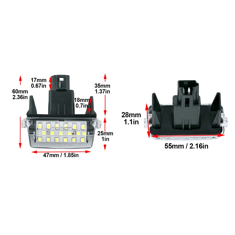 2 Pcs For Toyota Camry Yaris Vitz Avensis SAI Noah Voxy Esquire Prius C Corolla Fielder Led Car Number License Plate Light Lamp