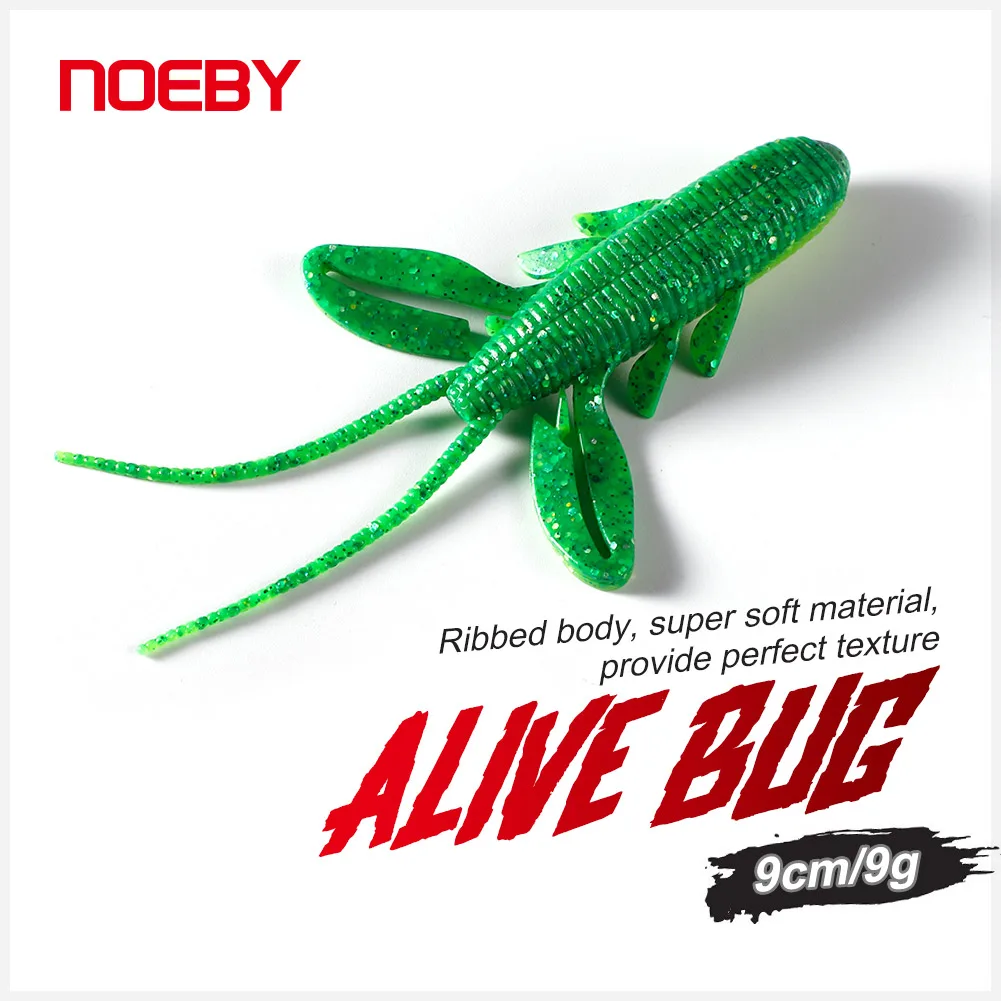 NOEBY-Silicone Soft Lure for Bass Fishing, Creature Bait, Artificial Shrimp Worm, Soft Baits, Fishing Tackle Lures, 90mm, 9g