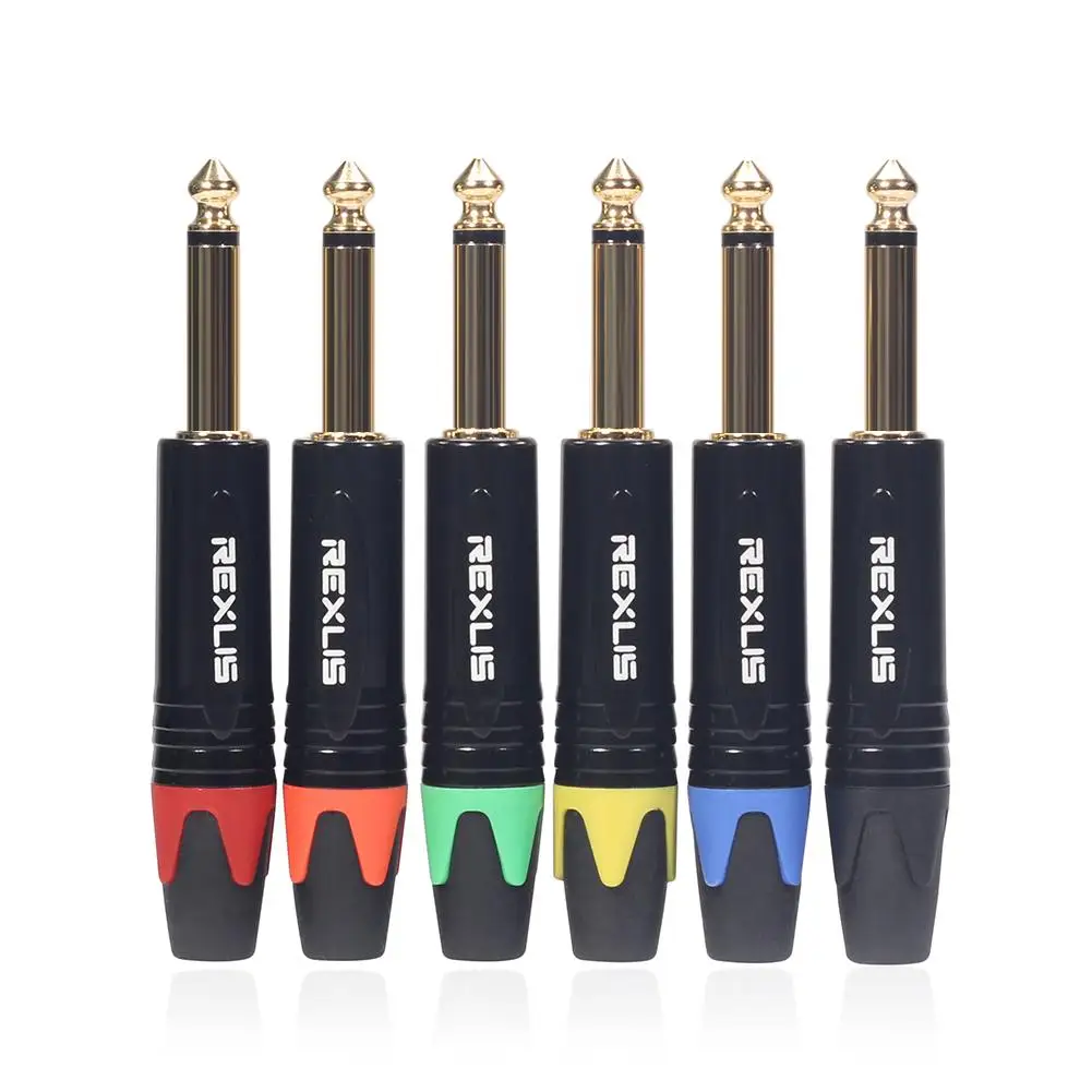 6.35mm Mono Jack Male Plug Connector DIY Soldering Plug for Microphone Audio Cable for DIY Electric Guitar Sound Card Microphone