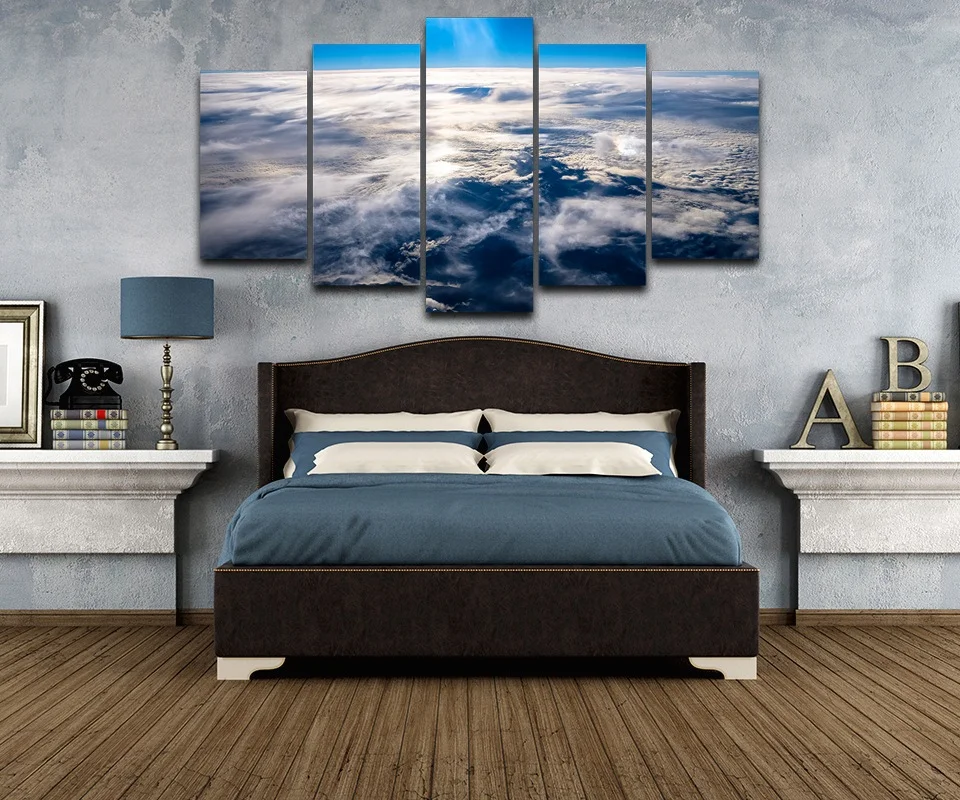 5 Pieces Sky Above Clouds Sea Stratosphere Canvas Printed Pictures Painting Modular Miraculous Nature Poster Wall Art Home Decor