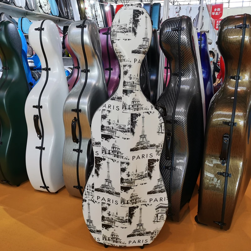 High quality carbon fiber cello case 4/4 cello case carbon fiber cello hard case 3.7kg Colorful