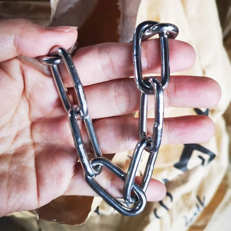 Different size Ordinary 304 Stainless Steel 4mm Diameter  5 Meters Long Link Chain Lifting Chain Industry Welded Binding Chain