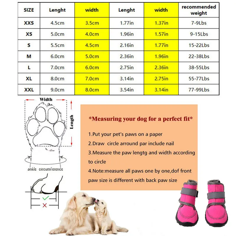 New Dog Shoes Winter Pet Puppies Footwear Rain Snow Waterproof Booties Anti-slip Shoes for Small Large Dogs Pet Products
