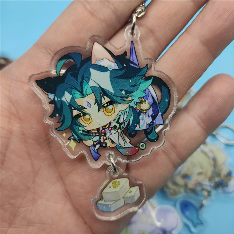 Impact Xiao Morax Tartaglia Keychain Kaeya Diluc Barbatos Albedo Cosplay Cartoon Costume Props accessories Badge