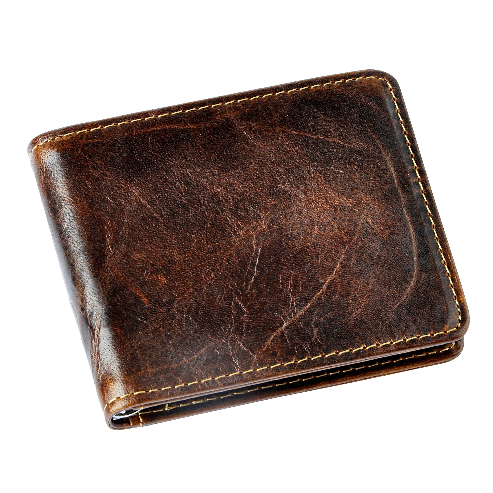 Quality Leather Unisex Money Clip Wallet Business Card Photo Holder Case Design Front Pocket Wallet Mini Slim Purse Male 1055