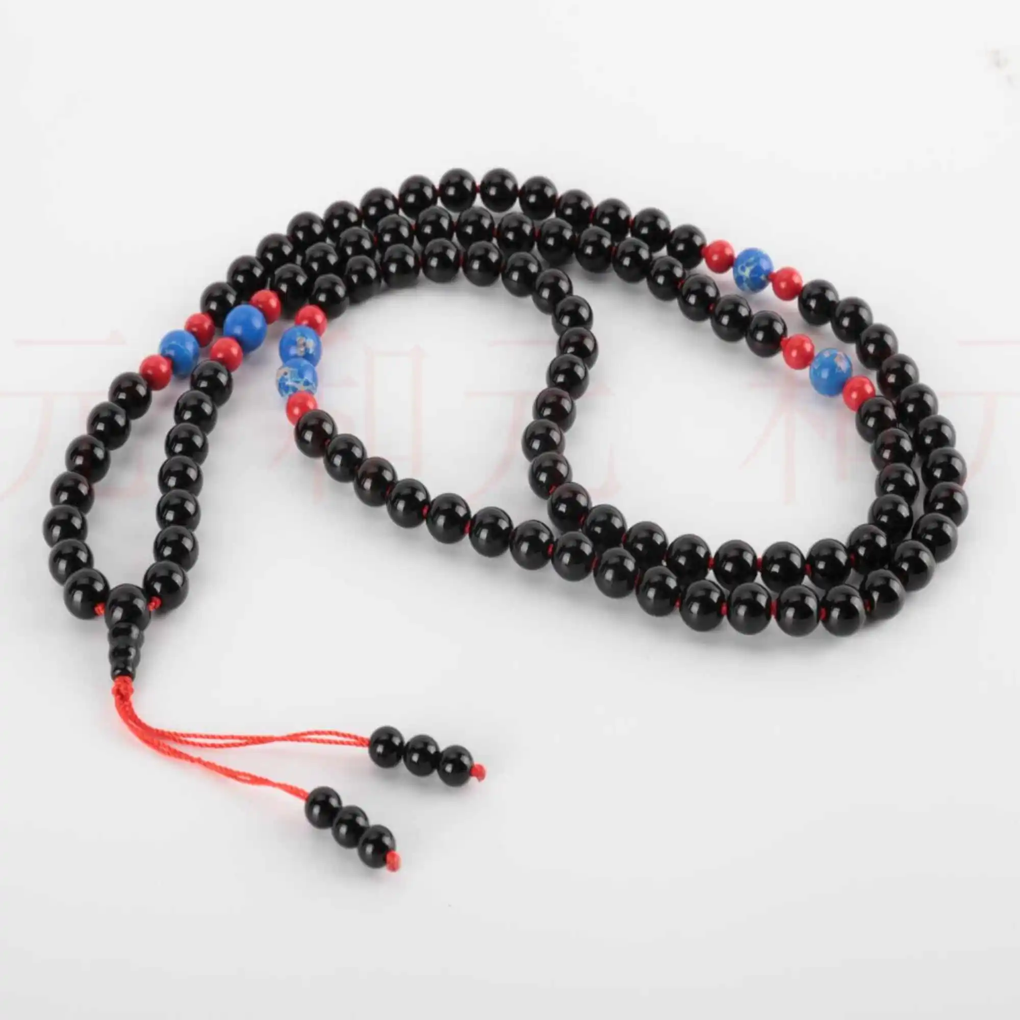 6mm 108 Natural black agate cinnabar knot Tassel Necklace Diy Restore Stress Pray Prayer Dark Matter Buddhism Healing Mala