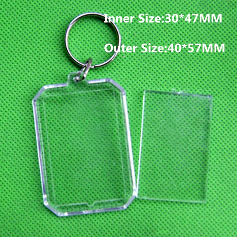 10Pcs/lot Octagon  DIY Acrylic Blank Picture Frame Keychains Transparent Blank Insert Photo Key rings For Gift