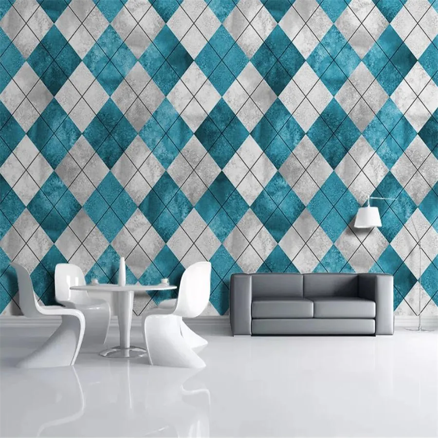 

Milofi custom 3D wallpaper mural Nordic art geometric lines blue background wall living room bedroom decoration painting wallpap