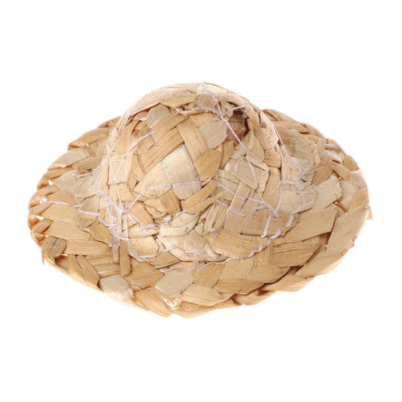 Sombrero tejido paja hecho a mano, ajustable, para loros y pájaros, accesorios L4MB, 1 unidad