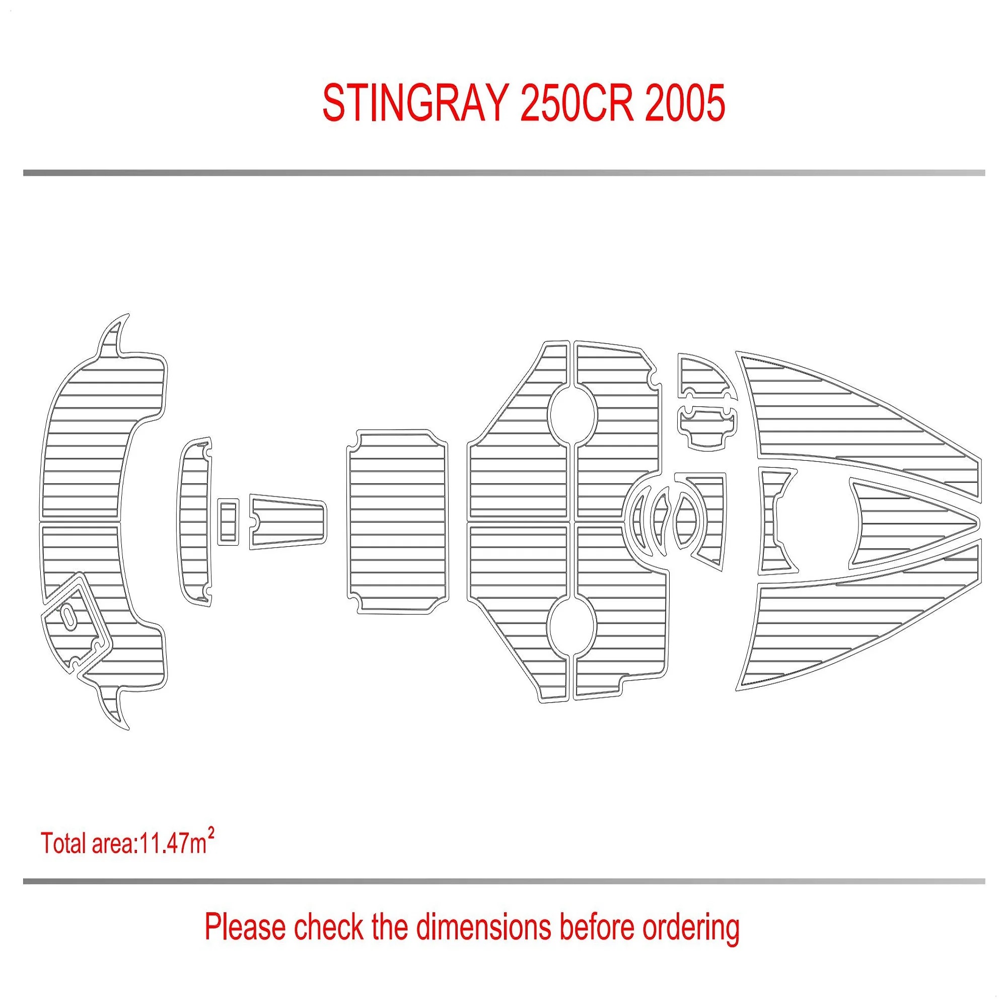 

2005 Stingray 250CR Swim Platform Cockpit Boat EVA Faux Foam Teak Deck Floor Pad