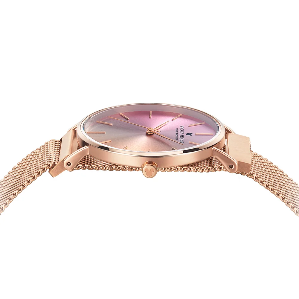 Disney Original Mickey Mouse Ladies Gradient Color Magnetic Mesh Steel Band Waterproof  WristWatches Women Quartz Girls Luxury
