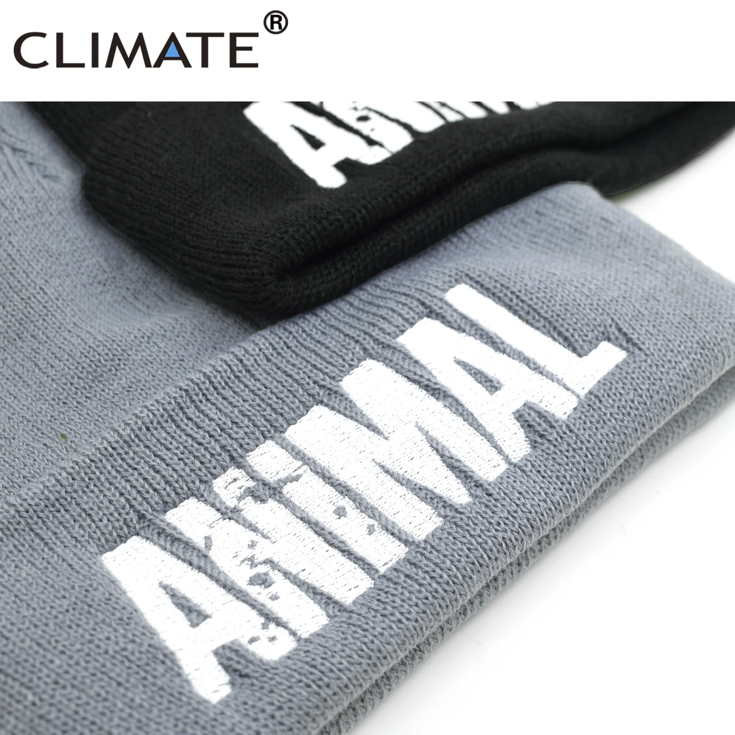 CLIMATE Men\'s Winter Hat Fitness Beanie GYM for Men Fitness Warm Beanie Cool Hat Winter for Man Mens Beanie Animal Logo Fit Hat