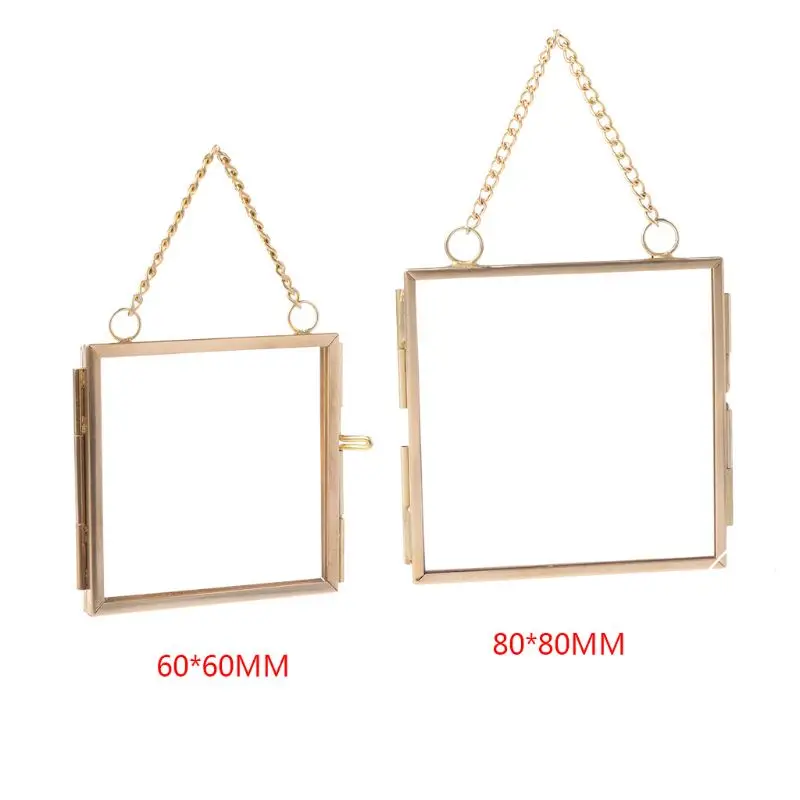 Creative DIY Chain Retro Metal Photo Frame High Translucent Glass Photo Frame Folder 2 Size Optional