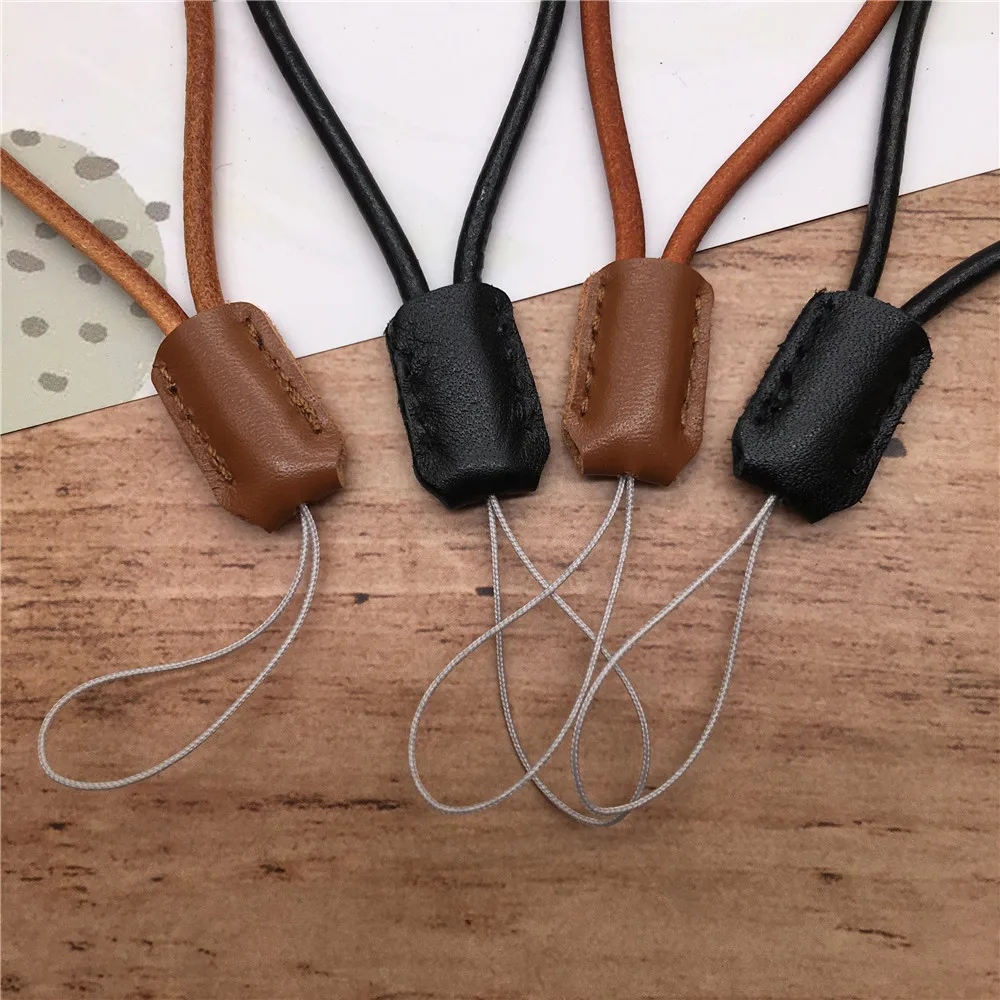 Skórzana smycz ręcznie smycz krótki uchwyt smycz pasek do telefonu komórkowego na pamięć USB brelok uchwyt na identyfikator DIY ozdobny pasek