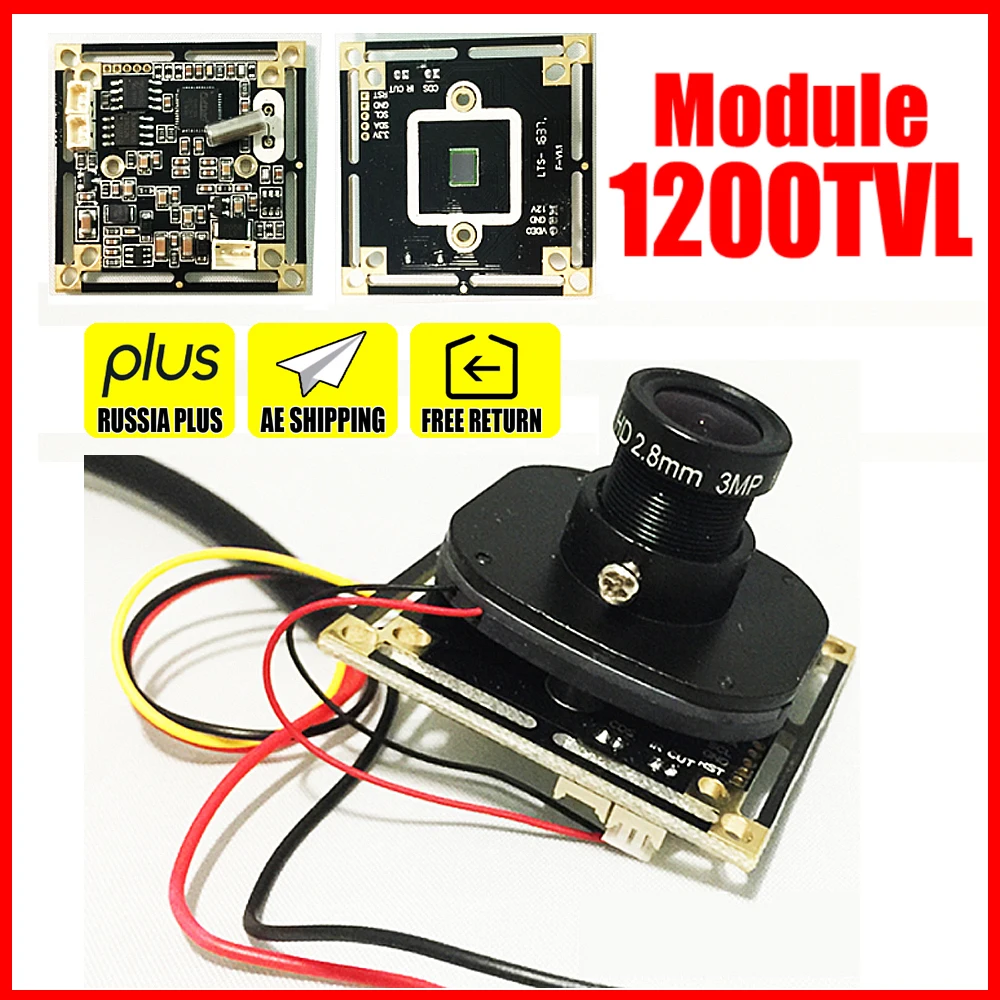 Analog 1/4Cmos 1200TVL HD Color mini cctv camera chip module set Finished circuit board 3.6mm surveillance complete product 960H