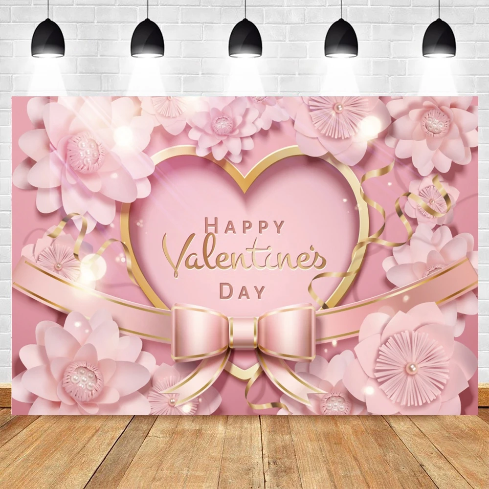 Valentine's Day Pink Rose Photography Backdrop Photocall Balloon Heart Weeding Party Decor Background Photo Studio Photographic