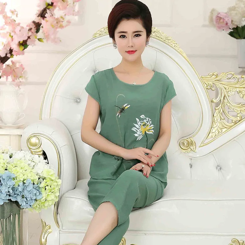 

XL-4XL летние женские пижамные комплекты, ночная рубашка, топы из 2 предметов, брюки, одежда для сна, хлопковая ночная рубашка, халат, одежда, банное платье