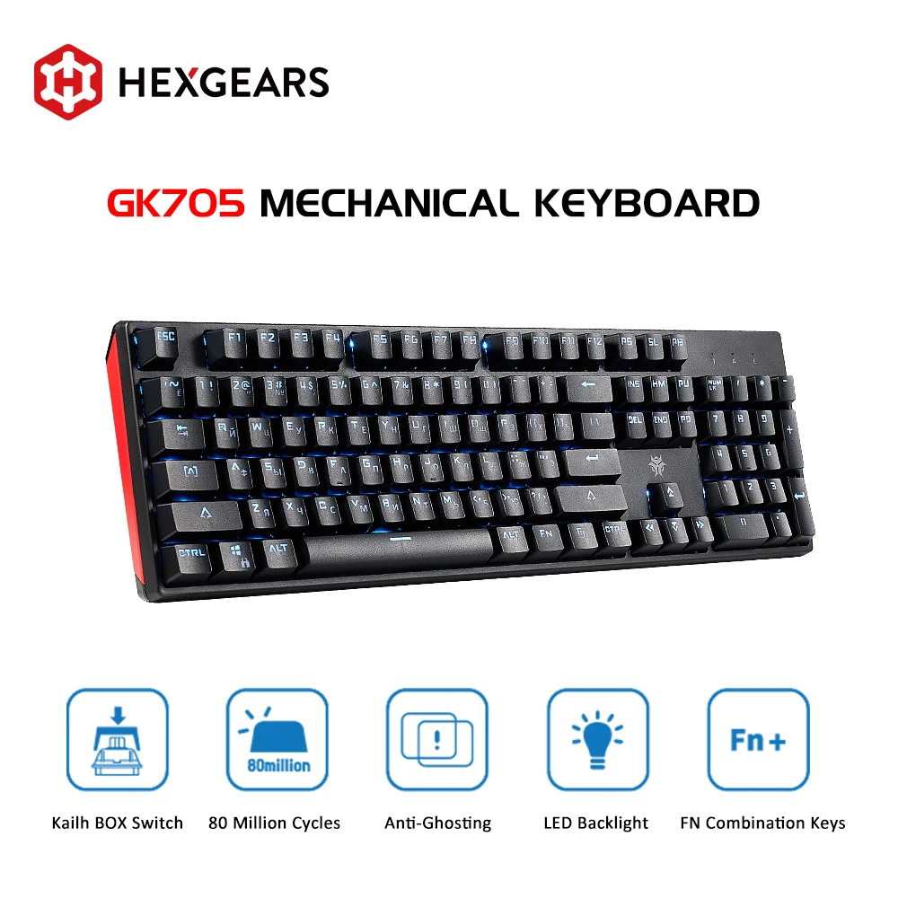 HEXGEARS GK705 Mechanical keyboard Russian keycap 108 key kailh hot switch gamer keyboard professional gaming for Tablet Desktop