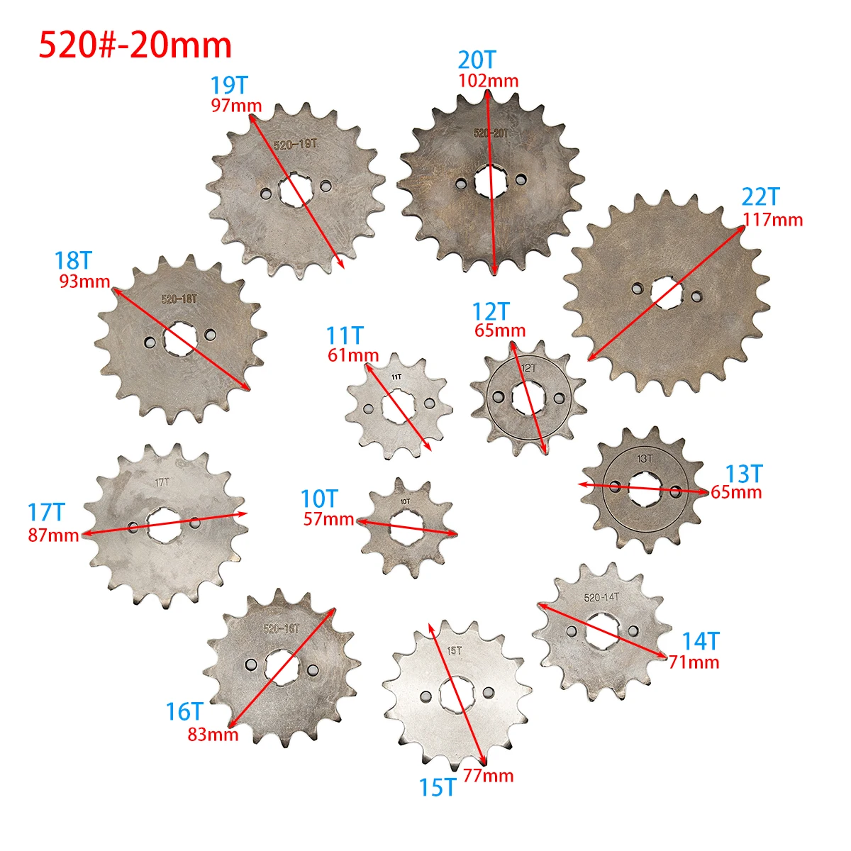 520 20mm 10 11 12 13 14 15 16 17 18 19 20 T Front Engine Sprocket For Honda Lifan ZongShen YCF ATV Quad Dirt Pit bike Buggy