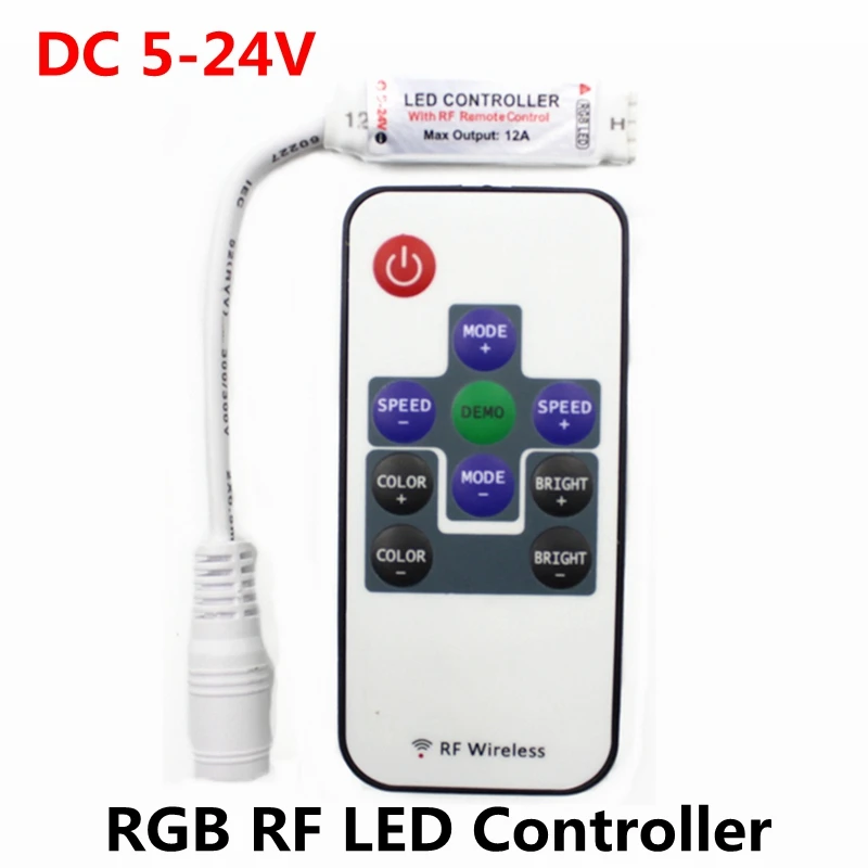 DC 5V-12V-24V RGB RF Wireless Mini LED Controller Remote Driver Dimmer for LED Strip Light SMD 5050 2835 3528 2835 3014 5630