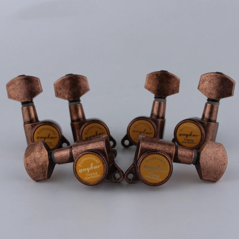 Guyker Guitar Locking Tuners-1:18 Lock String Tuning Key Pegs Machine Head Replacement for ST TL SG LP- Antique Bronze