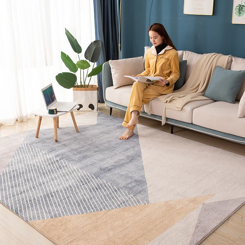 

Modern Carpet Living Room Geometry Soft Fluffy Sofa Area Rug Nordic Style Bedroom Carpet Study Tale Floor Mat Office Decorative