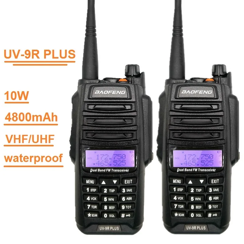 

New 2PCS Baofeng UV-9R PLUS 10W UHF VHF Walkie Talkie Waterproof Marine CB Radio Station Woki Toki Amateur Radio Transceiver