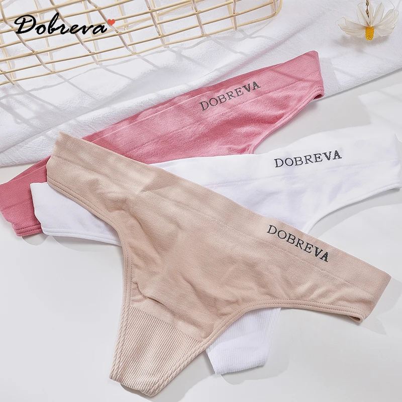 DOBREVA Women\'s Sexy Soft Seamless Thong Bikini Panties Underwear Ladies Briefs Low Rise