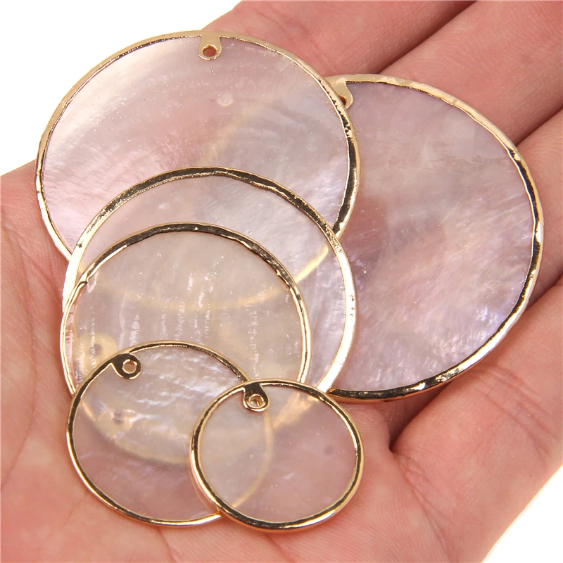 Natürliche transparente runde Muschelstücke für die Schmuckherstellung, Ohrringe, lose Bulk-Muschel-Charm-Perlen, Zubehör, handgefertigter Schmuck zum Selbermachen – Detail 27