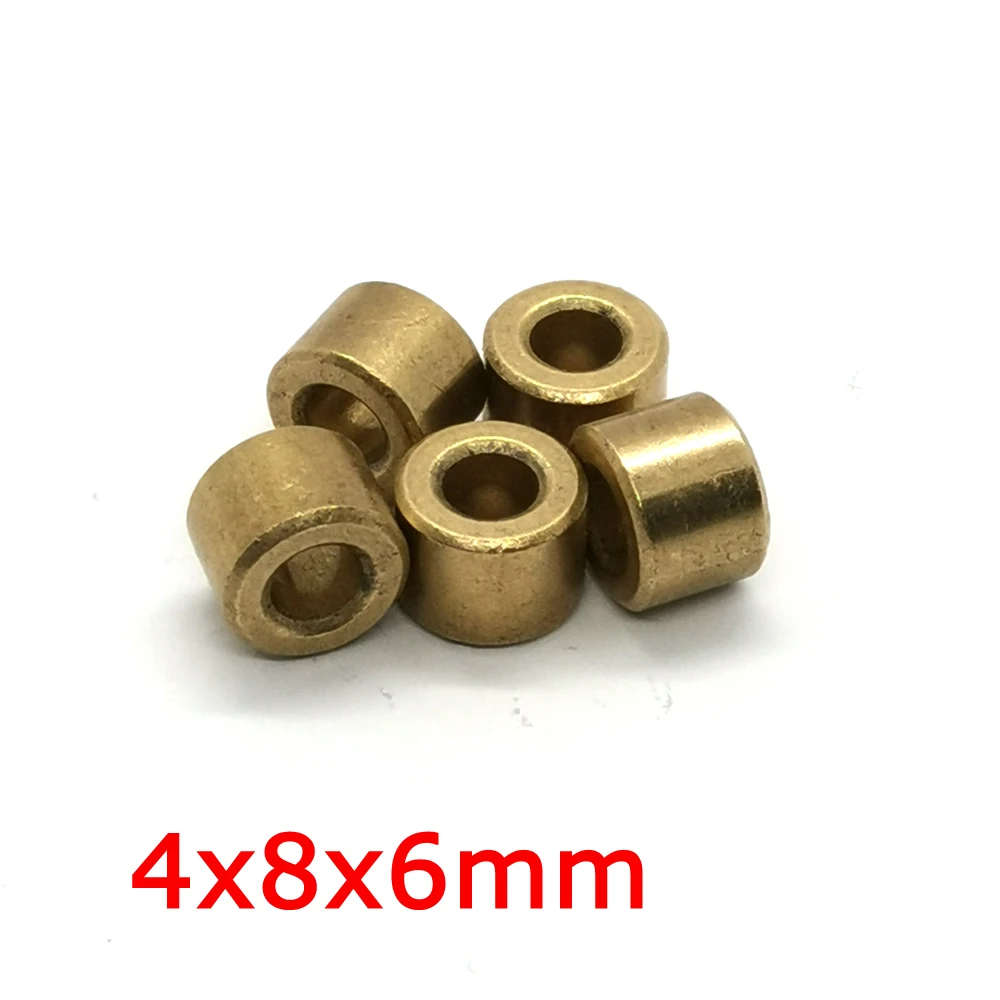 4x8x6mm Small 4mm Shaft Bronze Bush 8mm Mini Brass Bearing 6mm Cooling Motor Copper Tin Alloy Oil Sintered Bearing Bushing