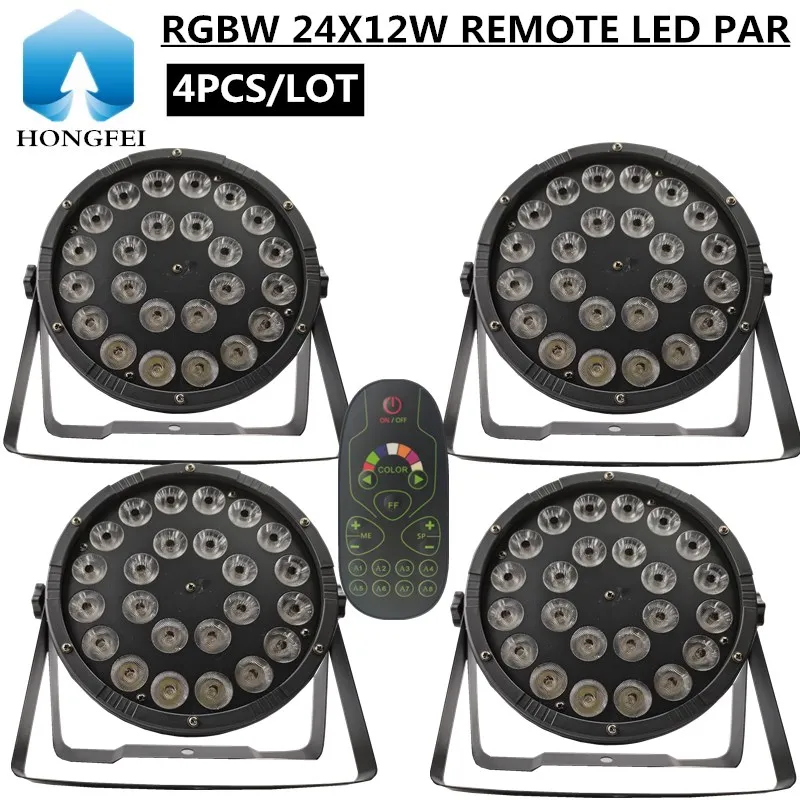 

4pcs/ REMOTE 24X12W RGBW LED PAR Light/ Remote par LED wash light stage dj equipment