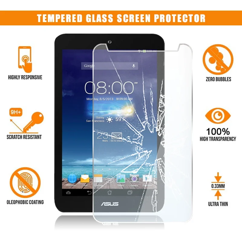 

For Asus MEMO Pad 8 Me181C Tablet Tempered Glass Screen Protector Scratch Proof Anti-fingerprint HD Clear Film Guard Cover