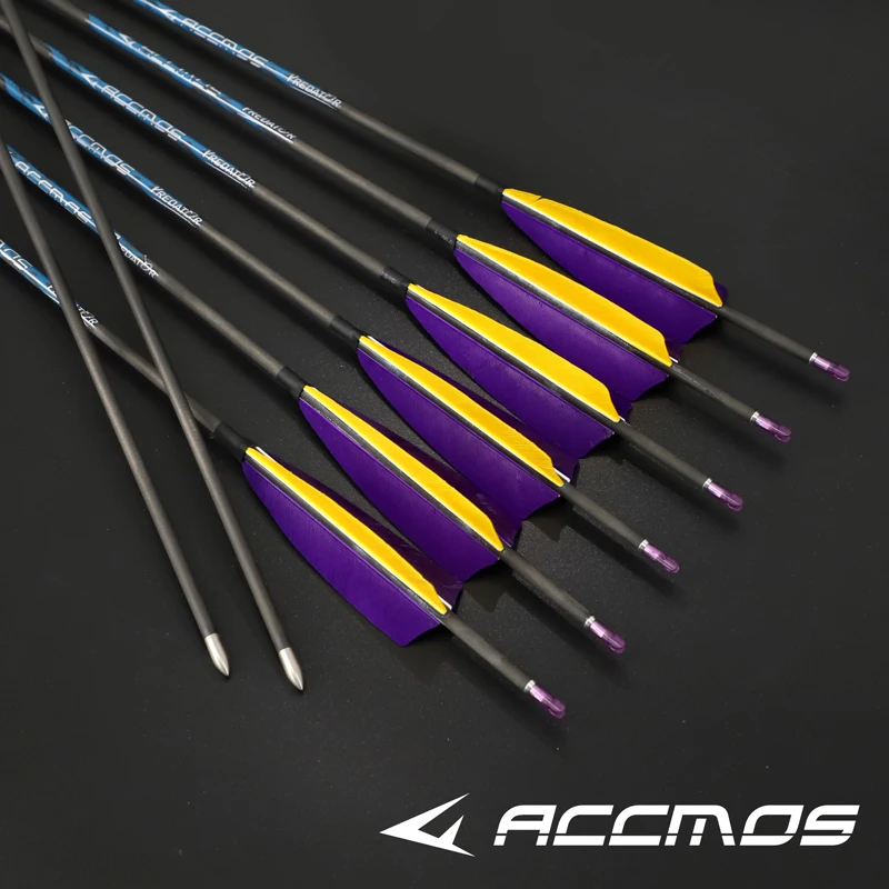 6/12pcs Spine 300-1000 ID 4.2mm Pure Carbon Arrows 32Inch Turkey FeathersFor Recurve and Compound Bow  hunting Shooting