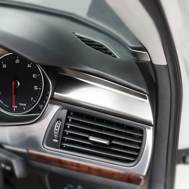 Car Console Dashboard Navigation Decorative Frame Cover Trim For Audi A6 C7 A7 RHD Interior Accessories Carbon Fiber Stickers